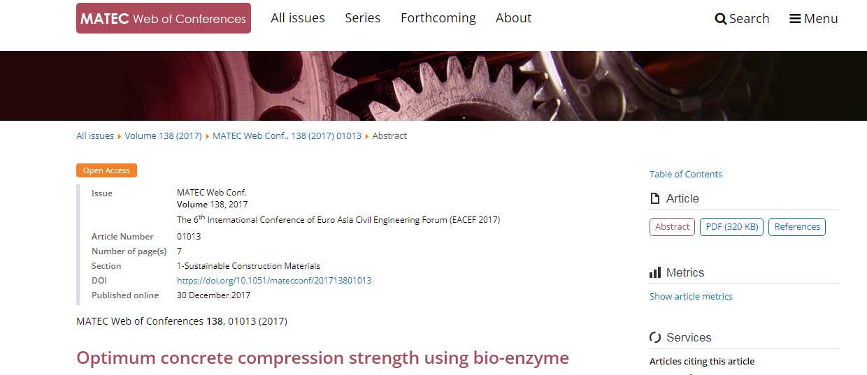 Optimum Concrete Compression Strength using Bio-Enzyme